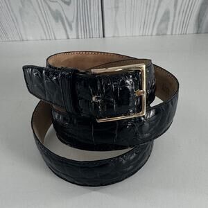 Vtg PARIS Black Womens Belt Genuine Crocodile Medium Measures 29-33”